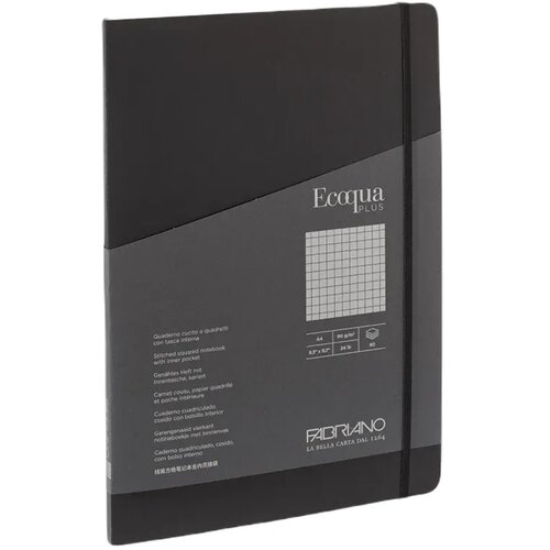  EcoquaPlus, notes, 80 lista, Fabriano, odaberite motiv A4 Karo Crna Slike