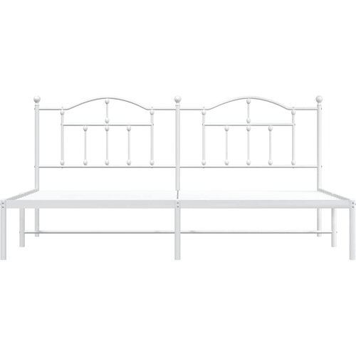  Metalni okvir za krevet s uzglavljem bijeli 193x203 cm Slike