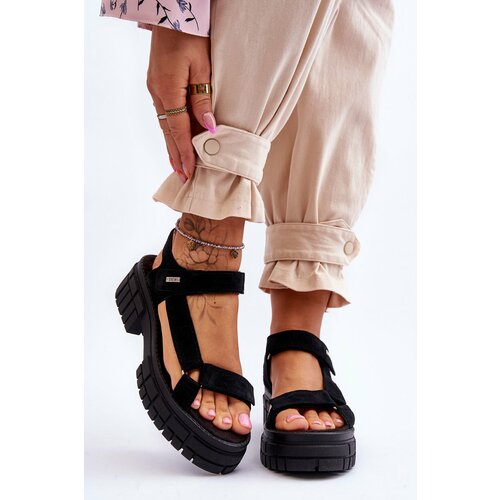 Big Star Women's Suede Sandals LL276035 Black Slike