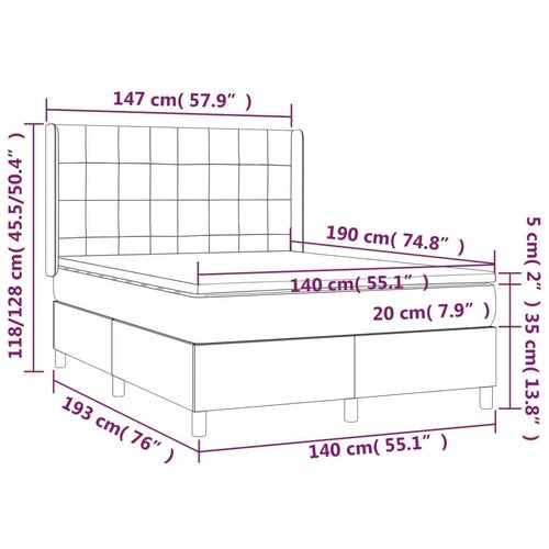 vidaXL Box spring posteljni z vzmetnico črn 140x190 cm blago Cene