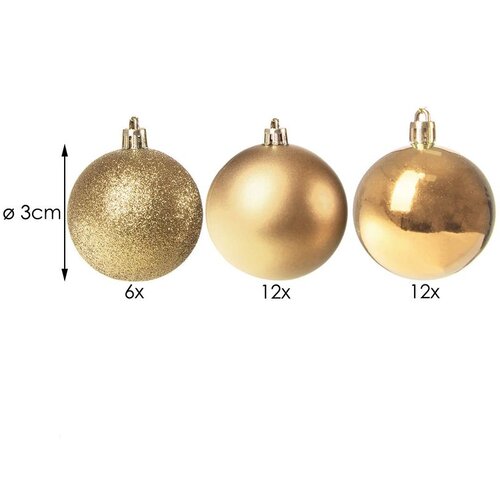  Set Božićnih Ukrasa - Zlatne Kuglice za Božićno Drvce 3 cm, 30 komada Cene