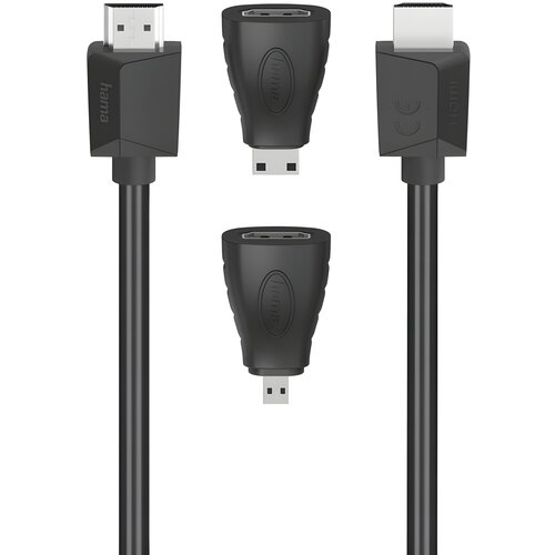 Hama HDMI kabel s 2 adaptera - 1,5 m &ndash; Crna Cijene