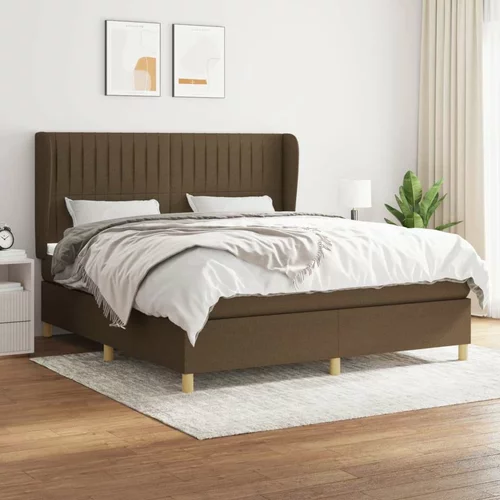  Box spring postelja z vzmetnico temno rjava 160x200 cm blago, (20902286)