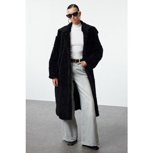 Trendyol Black Oversize Plush Coat Slike