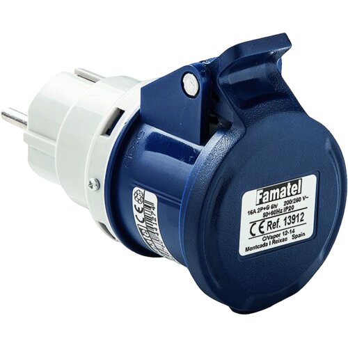 Famatel Industrijski adapter 13912, 2P+T/schuko 16A, IP20, Sivi Slike