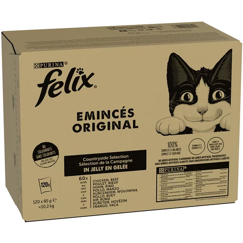 Felix Jumbo pakiranje Classic Pouches, 120 x 85 g - Govedina in piščanec