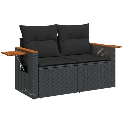 VidaXL 7-dijelni set vrtnih sofa od poliratana s jastucima crni Slike