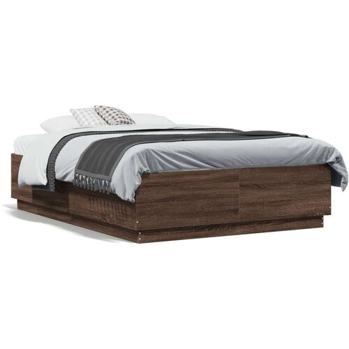  Okvir za krevet s LED svjetlima boja hrasta 120 x 190 cm drveni Slike
