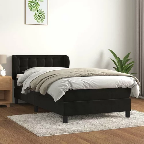 Box spring postelja z vzmetnico črna 90x200 cm žamet, (20791983)
