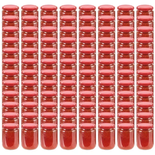  Stekleni kozarci z rdečimi pokrovi 96 kosov 230 ml