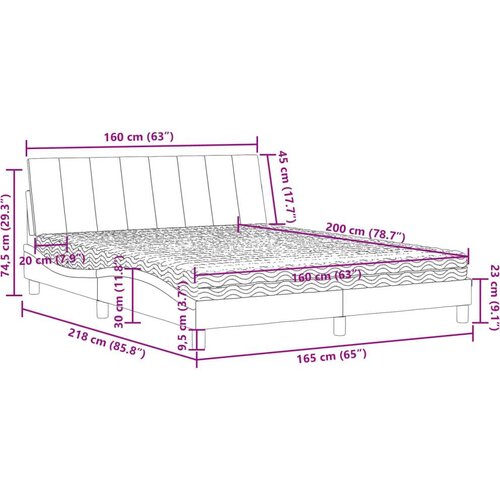 VidaXL Krevet s madracem crni 160x200 cm bar&amp;scaron;unasti Slike