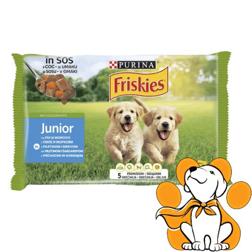 Purina Friskies dog sos junior piletina i šargarepa 4x100g, vlažna hrana za pse Cene