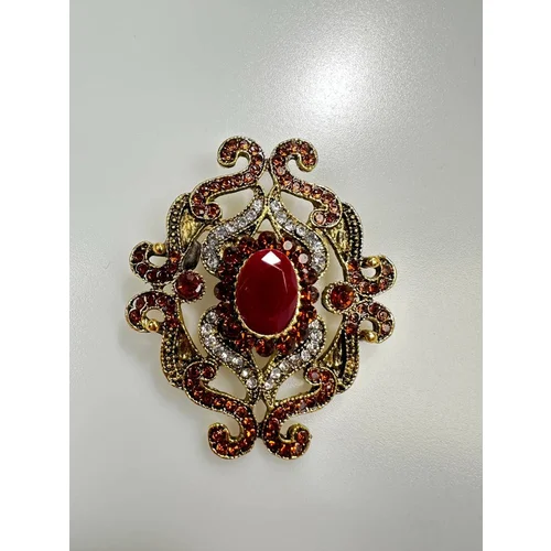 Kesi Brooch XZ459-107 gold + red