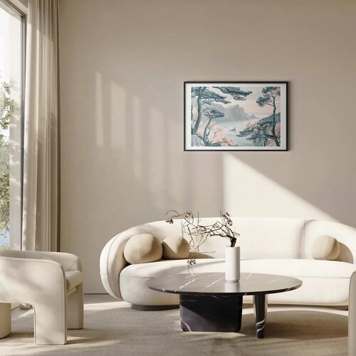  Plakat - Blue Coast in Delicate Colors 60x40 Crni okvir s margom Slike