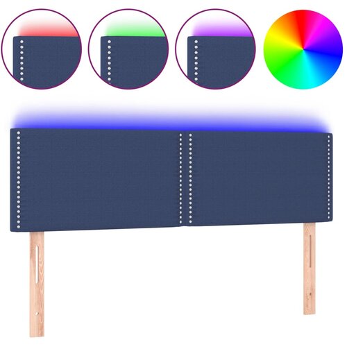 Maison Chic led posteljno vzglavje - vzglavna omarica - nočna omarica modro 144x5x78/88 cm blago, (21713199) Slike