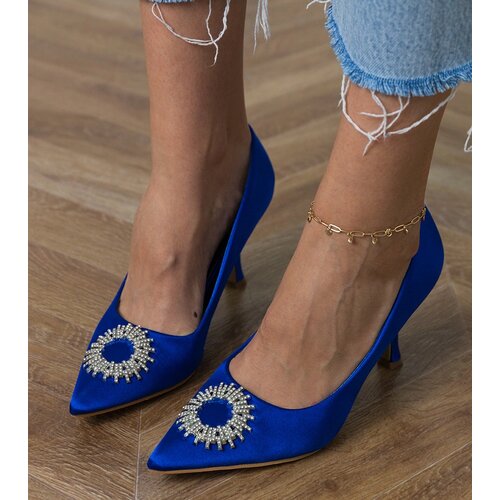 Gemre Blue satin pumps with rhinestones Bellira Cene