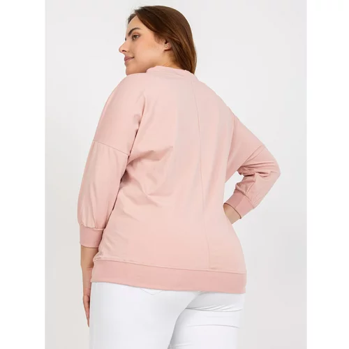 Fashion Hunters Plus size dusty pink blouse with 3/4 sleeves and a print