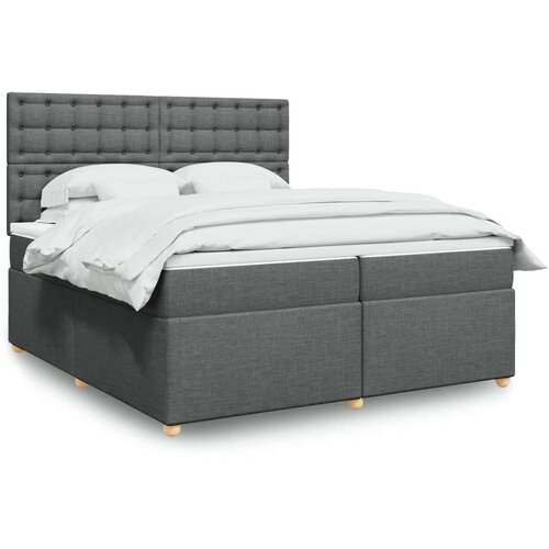 VidaXL Krevet s oprugama i madracem tamnosivi 200 x 200 cm od tkanine Slike