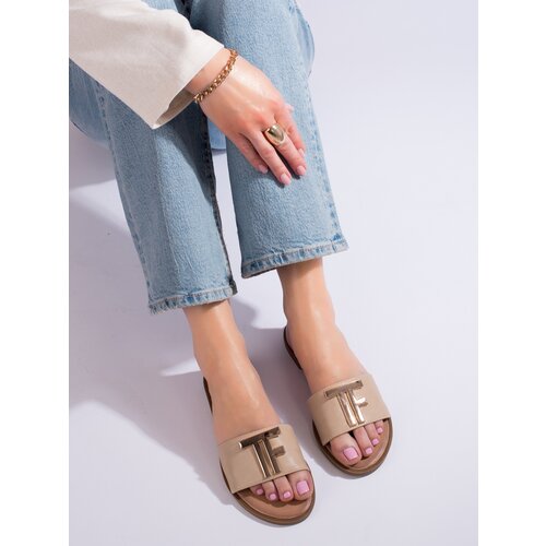 W. POTOCKI Women's flat-soled slippers beige Potocki Cene