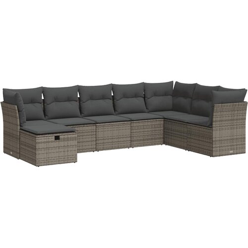 VidaXL 8-dijelni set vrtnih sofa od poliratana s jastucima sivi Slike