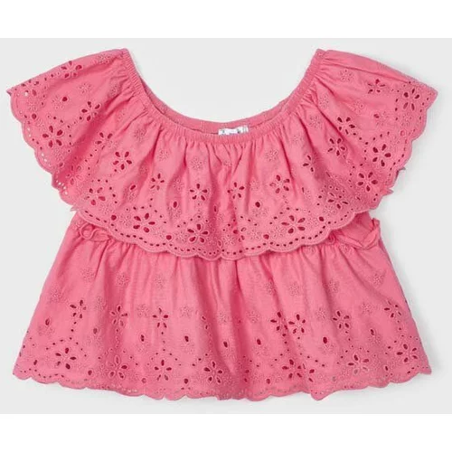 Mayoral Dječja pamučna bluza boja: ružičasta, glatka