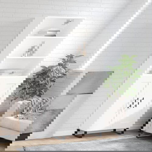 vidaXL Visoka omara bela 69,5x34x180 cm inženirski les Cene
