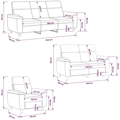  Set sofe 3 pcs Svijetlo žuta Tkanina - Svjetložuta 1-sjedalna + 2-sjedalna (140 cm) + 3-sjedalna Slike