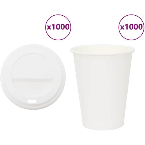 VidaXL papirnate &amp;scaron;alice za kavu s poklopcem 1000 kom 12 oz 300 ml Slike