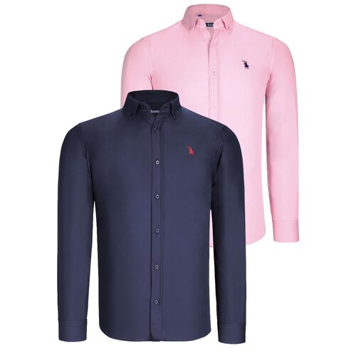 Dewberry DUAL SET G725 MENS SHIRT-NAVY BLUE-PINK Slike