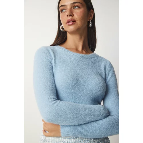 Happiness İstanbul Women's Light Blue Beard Basic Knitwear Sweater