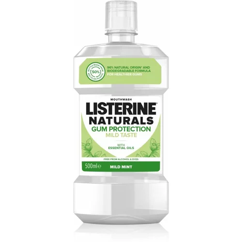 Listerine Naturals Gum Protection Mild Taste Mouthwash ustna vodica brez alkohola za krepitev zobne sklenine 500 ml unisex