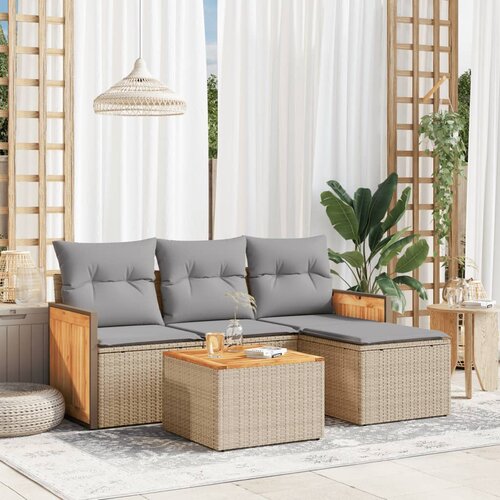 vidaXL 5-dijelni vrtni set sofa s jastucima bež od poliratana Cijene