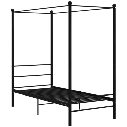 Maison Chic Posteljni okvir - Enojna postelja - Postelja za odrasle z ogrodjem za baldahin črn kovinski 100x200 cm, (21697144) Cene
