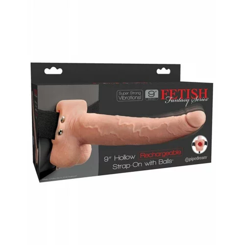 Fetish Fantasy Series Fetish Fantasy 9" Hollow Rechargeable Strap-On with Balls Flesh
