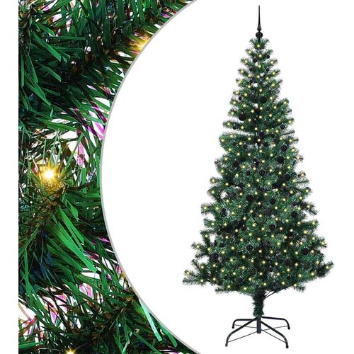 VidaXL Umjetno predsvijetljeno božićno drvce Zelena 240cm PVC i metal Slike