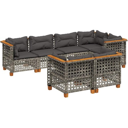  7-dijelni set vrtnih sofa sivi od poliratana Siva 63.5 x 63.5 x 62 cm Slike