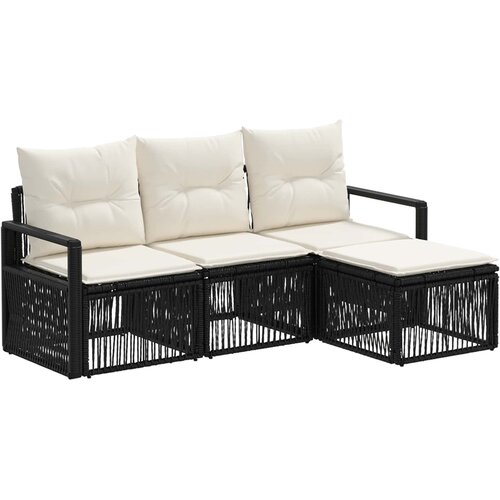 vidaXL Vrtna sedežna garnitura 4 pcs Črna poli ratan, (5000270275) Cene