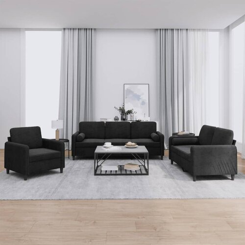 vidaXL 3-dijelni set sofa s jastucima crni baršunasti Cijene
