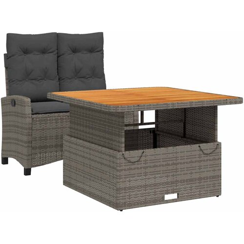  2-dijelni vrtni blagovaonski set s jastucima sivi od poliratana Siva 110 cm table length Slike