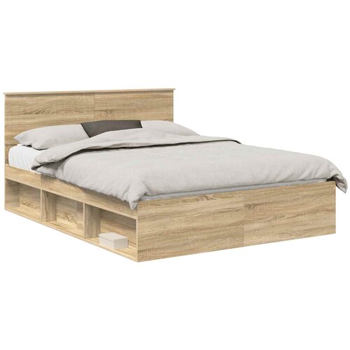 VidaXL Okvir za krevet s uzglavljem Sonoma hrast 150 x 200 cm - sonoma hrast 150 x 200 cm Slike