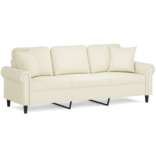 Maison Chic kavč - Sofa - Kanape trosed z okrasnimi blazinami krem 180 cm žamet, (21727624) Slike