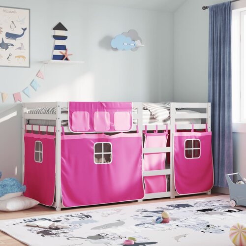  The Living Store Pograd z zavesami roza 90x200 cm trdna borovina - Pograd, (21441351) Slike