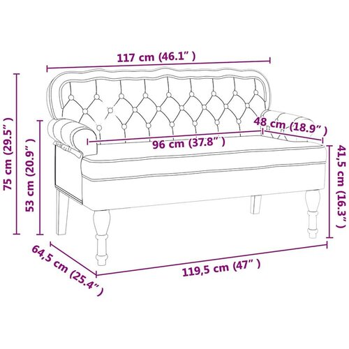 VidaXL Chesterfield klupa Smeđa 119,5 x 64,5 x 75 cm Lažna koža Slike