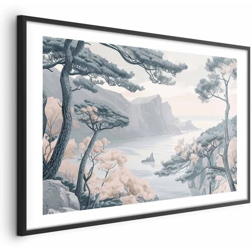  Plakat - Blue Coast in Delicate Colors 30x21 Crni okvir s margom Cene