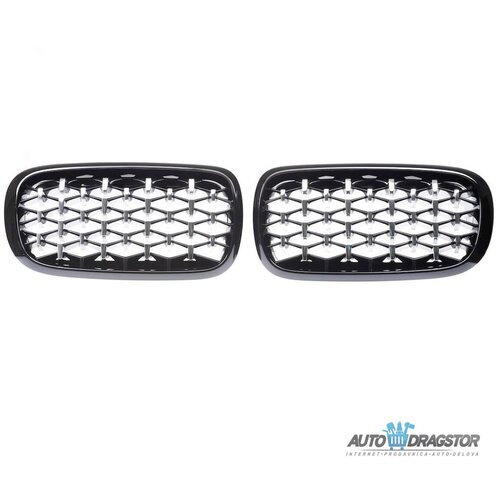 Bmw X5 (F15, F85) X6 (F16, F86) 2013-2018 maska diamond hrom crna set 2 kom Slike