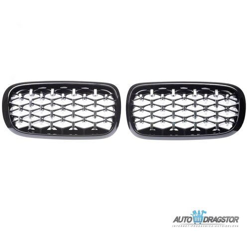 bmw X5 (F15, F85) X6 (F16, F86) 2013-2018 maska diamond hrom crna set 2 kom Slike