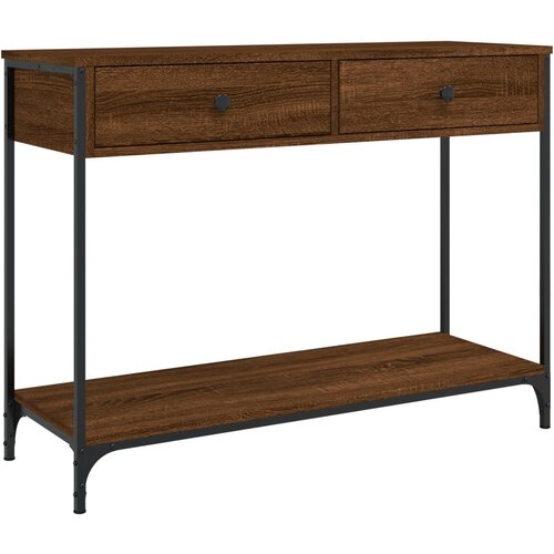 Maison Chic konzolna miza - miza ob steni rjav hrast 100x34,5x75 cm inženirski les, (21786277) Cene