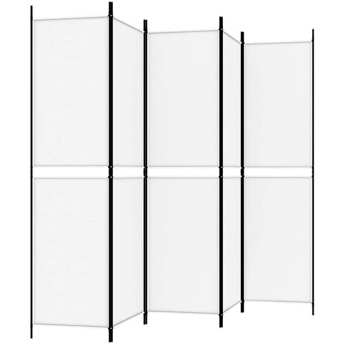  pregrada s 5 panela bijela 250 x 200 cm od tkanine Slike