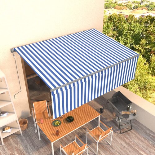 vidaXL automatska tenda na uvlačenje s roletom 4 x 3 m plavo-bijela Cijene