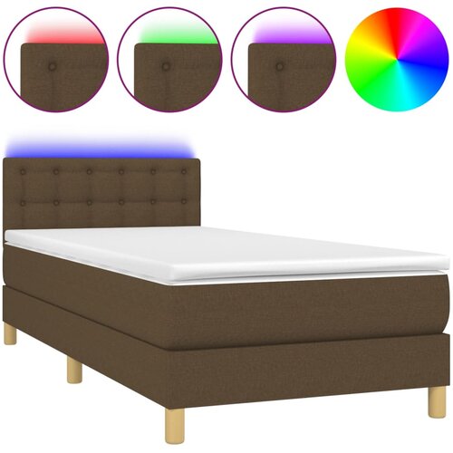 Maison Chic Box spring postelja - Vzmetna postelja z vzmetnico LED temno rjava 100x200cm blago SL21901, (21892567) Cene